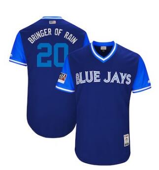 Men's Toronto Blue Jays 20 Josh Donaldson Bringer of Rain Majestic Light Blue 2018 Players' Weekend Authentic Jersey