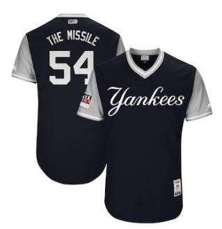 Men's New York Yankees 54 Aroldis Chapman The Missile Majestic Navy 2018 Players' Weekend Authentic Jersey