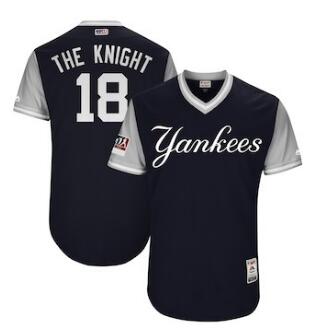 Men's New York Yankees 18 Didi Gregorius The Knight Majestic Navy 2018 Players' Weekend Authentic Jersey