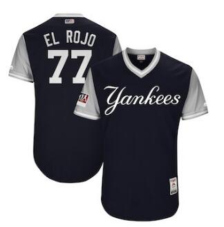 Men's New York Yankees 77 Clint Frazier El Rojo Majestic Navy 2018 Players' Weekend Authentic Jersey