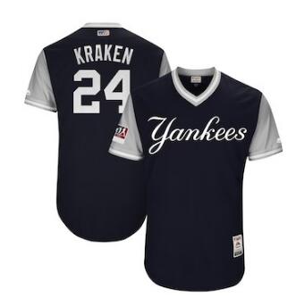 Men's New York Yankees 24 Gary Sanchez Kraken Majestic Navy 2018 Players' Weekend Authentic Jersey