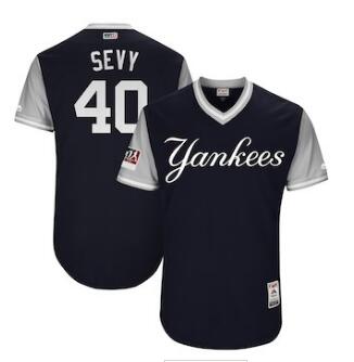 Men's New York Yankees 40 Luis Severino Sevy Majestic Navy 2018 Players' Weekend Authentic Jersey