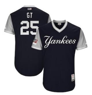 Men's New York Yankees 25 Gleyber Torres GT Majestic Navy 2018 Players' Weekend Authentic Jersey