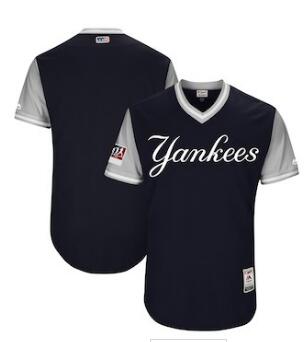 Men's New York Yankees Blank Majestic Navy 2018 Players' Weekend Authentic Team Jersey