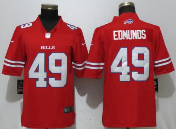 New Nike Buffalo Bills 49 Edmunds Navy Red Color Rush Limited Jersey