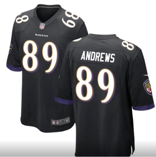 Men's Baltimore Ravens Nike Black 89# Andrews Custom Stitched Jersey