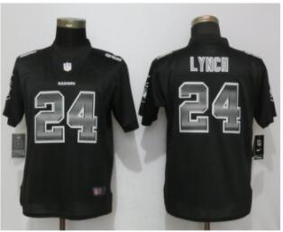 Nike Oakland Raiders #24 Marshawn Lynch Black Limited Strobe Jersey