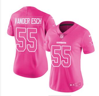 Nike Cowboys #55 Leighton Vander Esch Pink Women's Stitched NFL Limited Rush Fashion Jersey