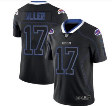 Nike Buffalo Bills #17 Josh Allen Black Lights Out Elite Jerseys