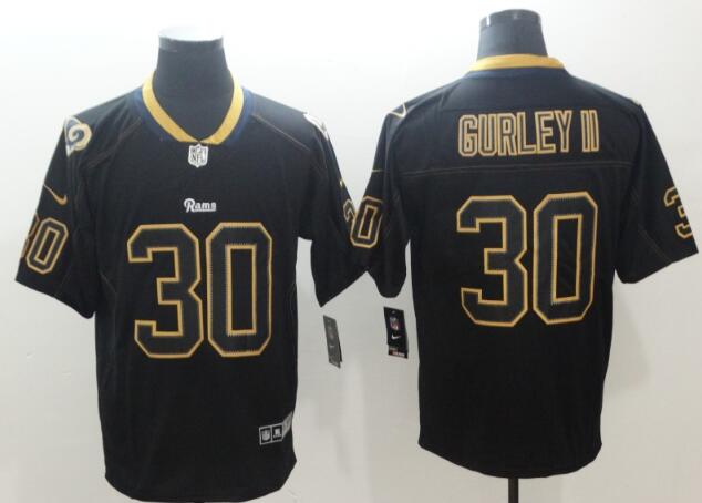 Nike 2018 Lights Out Los Angeles Rams #30 Todd Gurley II  Black Color Rush Limited Jersey