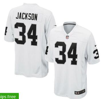 Mens Oakland Raiders Bo Jackson Nike White Retired Player Game Jersey