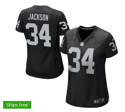 Women's Oakland Raiders Bo Jackson Nike Black Retired Game Jersey