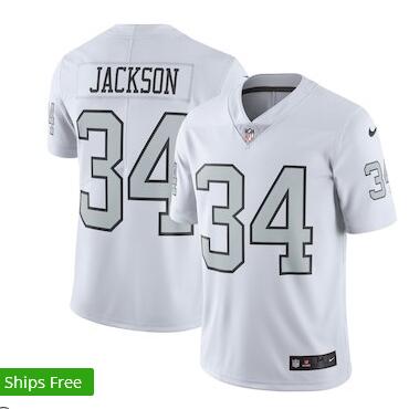 Men's Oakland Raiders Bo Jackson Nike White Color Rush Vapor Untouchable Retired Player Limited Jersey