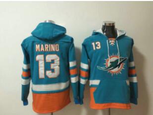 Miami Dolphins 13 Dan Marinos Green Stitched Pullover Hoodie