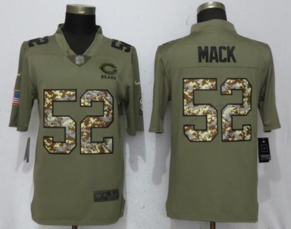 New Nike Chicago Bears 52 Mack OliveCamo Carson 2017 Salute to Service Limited Jersey