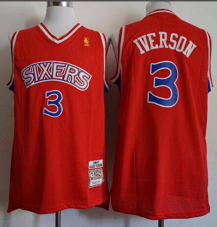 Men Philadelphia 76ers 3 Allen Iverson red Basketball Jersey