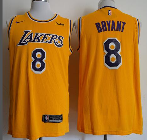 Men 8# Kobe Bryant Jersey Gold Yellow