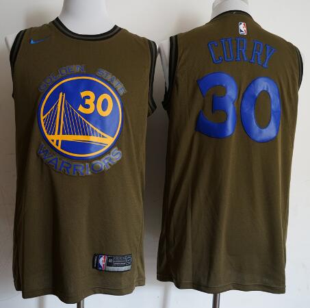 Men Golden State Warriors #30 Stephen Curry Olive Nike Swingman Jersey