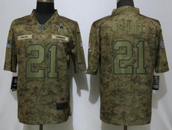 New Nike Dallas Cowboys 21 Elliott Nike Camo Salute to Service Limited Jersey
