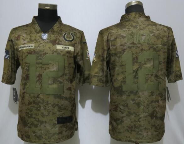 New Nike Indianapolis Colts 12 Luck Nike Camo Salute to Service Limited Jersey