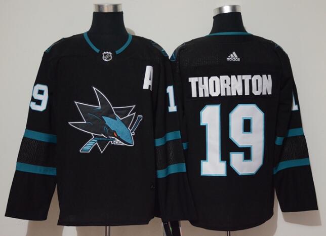 Adidas San Jose Sharks #19 Joe Thornton Black Hocekey Jersey