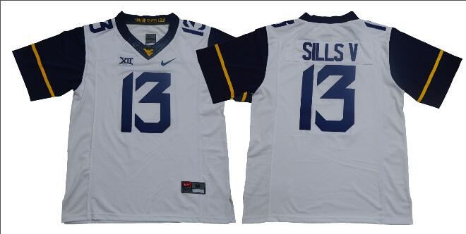 West Virginia Mountaineers 13 David Sills V NCAA College Men Football Jersey White