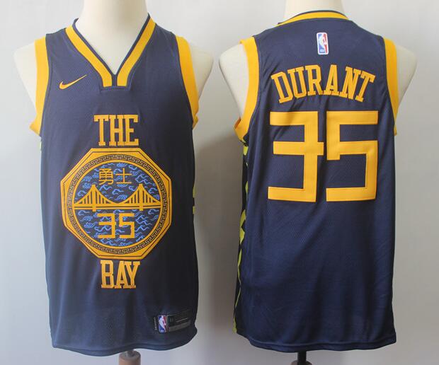 2019 New Men's Golden State Warriors Kevin Durant 35 Navy Basketball JERSEY City Edition