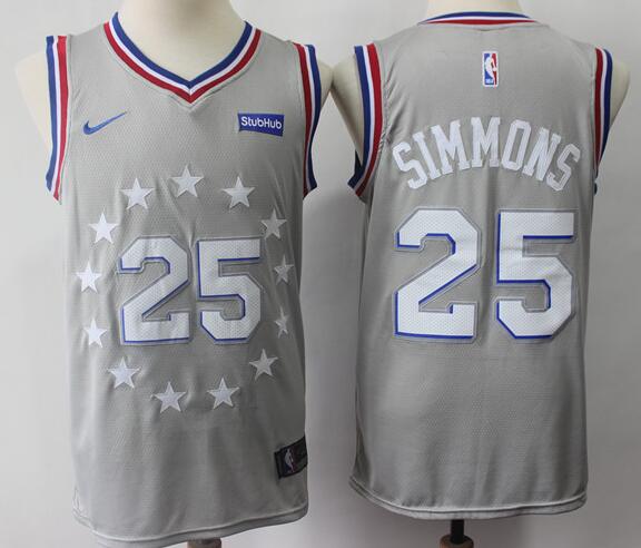 2019 New Men's Philadelphia 76ers #25 Ben Simmons Gray Basketball Jersey City Editon