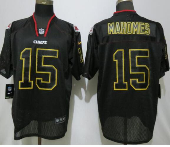 Nike NFL Kansas City Chiefs 15 Mahomes Lights Out Black Elite Jersey