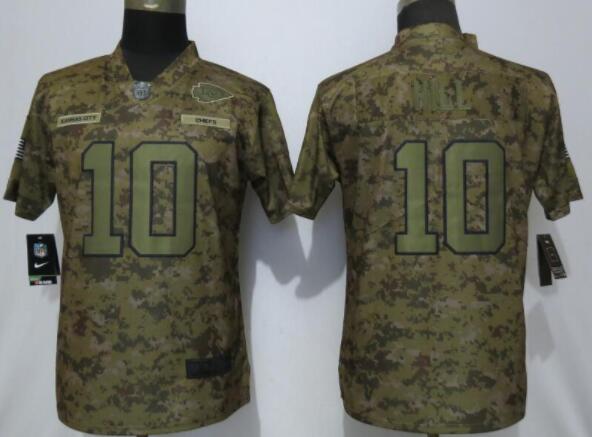 Women New Nike Kansas City Chiefs 10 Hill Nike Camo Salute to Service Limited Jersey