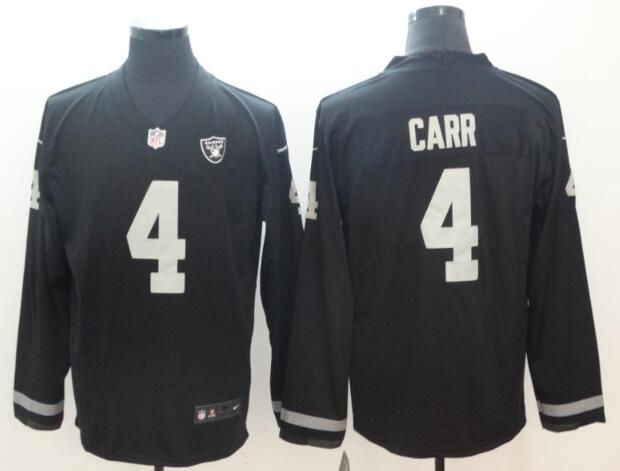 Men Nike Oakland Raiders 4 Derek Carr black Therma Long Sleeve Jersey