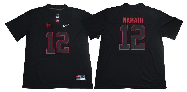 Alabama Crimson Tide 12 Joe Namath men ncaa college Football Black Jerseys