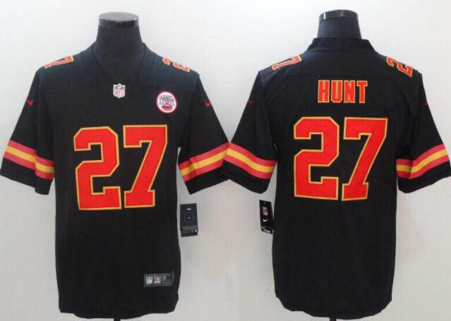 Men's Nike Kansas City Chiefs #27 Kareem Hunt Black Stitched NFL Limited Rush Jersey