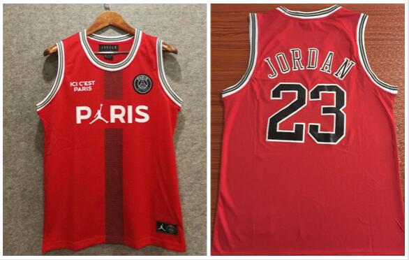 Men AJ PSG 23 Michael Jordan Paris Basketball Jerseys Red