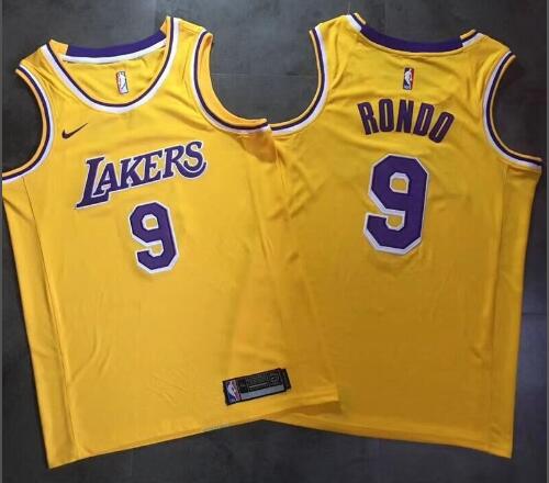 Nike Los Angeles Lakers #9 Rajon Rondo Gold Men Jersey