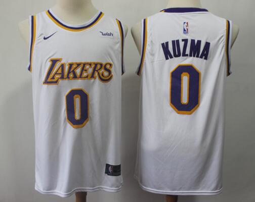 Men's 2018-2019 New Los Angeles Lakers #0 Kyle Kuzma White Nike NBA jersey