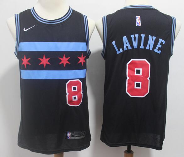 Men's Nike Chicago Bulls #8 Zach LaVine Bulls City Edition Authentic Black NBA Jersey