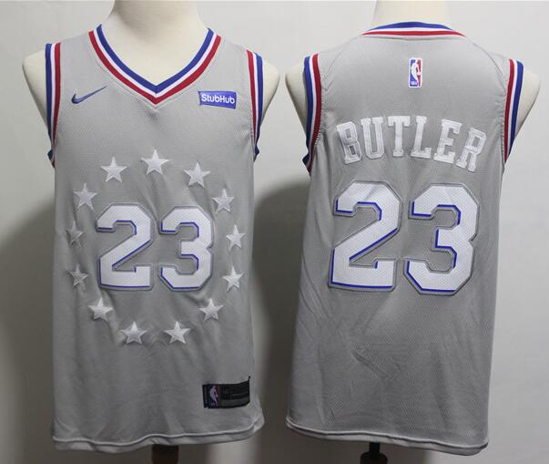 Men Jimmy Butler 76ers Custom Basketball Jerseys Gray Color