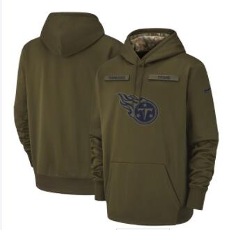 Men's Tennessee Titans Nike Olive Salute to Service Sideline Therma Performance Pullover Hoodie