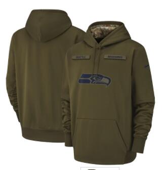 Men's Seattle Seahawks Nike Olive Salute to Service Sideline Therma Performance Pullover Hoodie