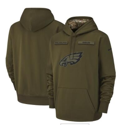 Men's Philadelphia Eagles Nike Olive Salute to Service Sideline Therma Performance Pullover Hoodie