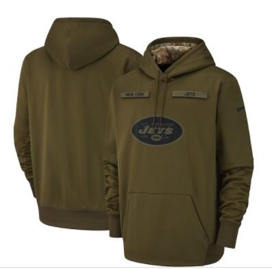 Men's New York Jets Nike Olive Salute to Service Sideline Therma Performance Pullover Hoodie