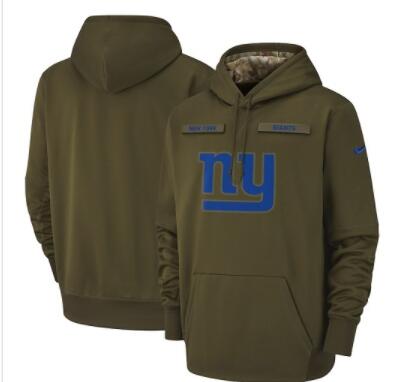 Men's New York Giants Nike Olive Salute to Service Sideline Therma Performance Pullover Hoodie