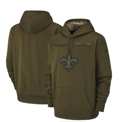 Men's New Orleans Saints Nike Olive Salute to Service Sideline Therma Performance Pullover Hoodie