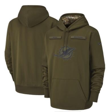 Men's Miami Dolphins Nike Olive Salute to Service Sideline Therma Performance Pullover Hoodie