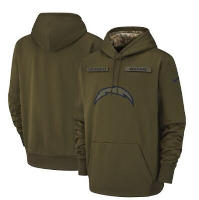 Men's Los Angeles Chargers Nike Olive Salute to Service Sideline Therma Performance Pullover Hoodie