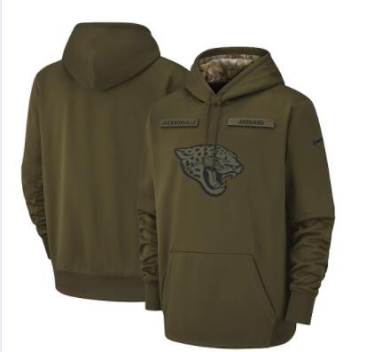 Men's Jacksonville Jaguars Nike Olive Salute to Service Sideline Therma Performance Pullover Hoodie