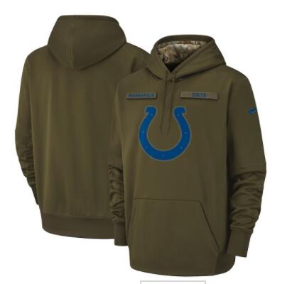 Men's Indianapolis Colts Nike Olive Salute to Service Sideline Therma Performance Pullover Hoodie