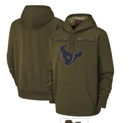 Men's Houston Texans Nike Olive Salute to Service Sideline Therma Performance Pullover Hoodie