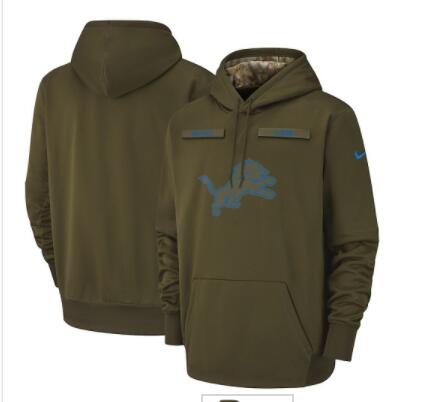 Men's Detroit Lions Nike Olive Salute to Service Sideline Therma Performance Pullover Hoodie